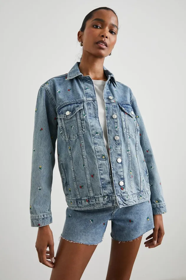 Denim Women Rails Grove Boyfriend Trucker Jacket Flower Field