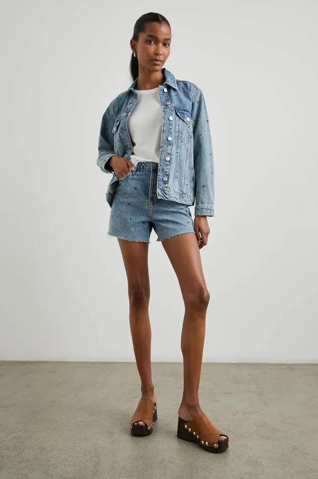Denim Women Rails Grove Boyfriend Trucker Jacket Flower Field