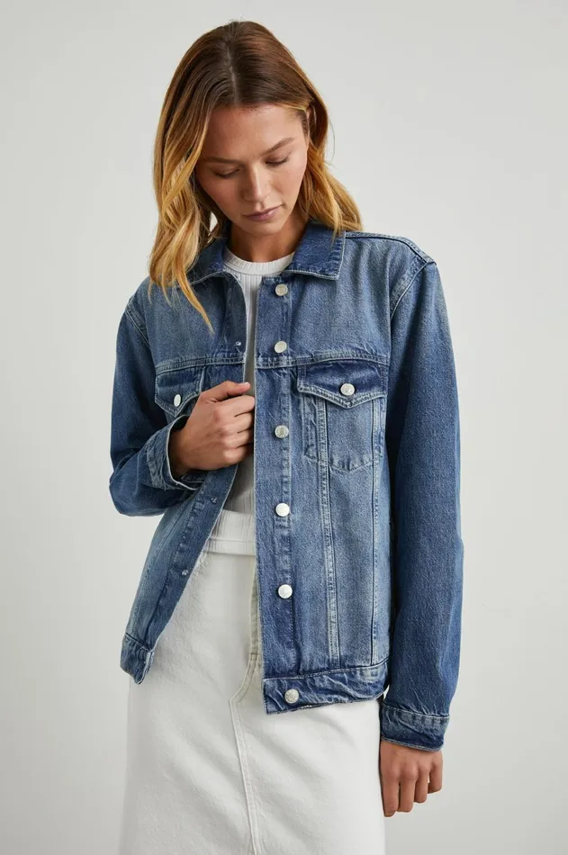 Denim Women Rails Grove Boyfriend Trucker Jacket Indigo Haze