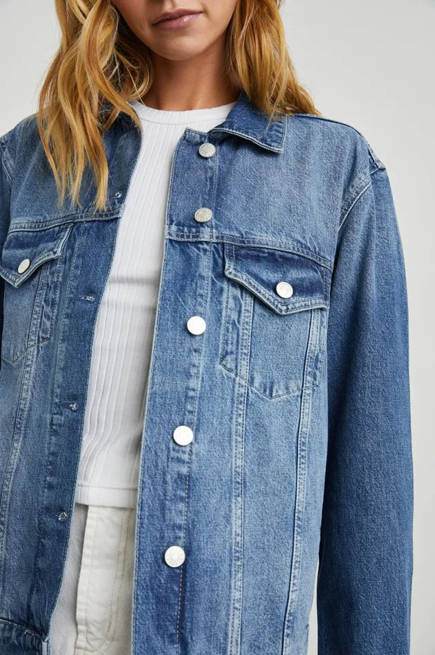 Denim Women Rails Grove Boyfriend Trucker Jacket Indigo Haze