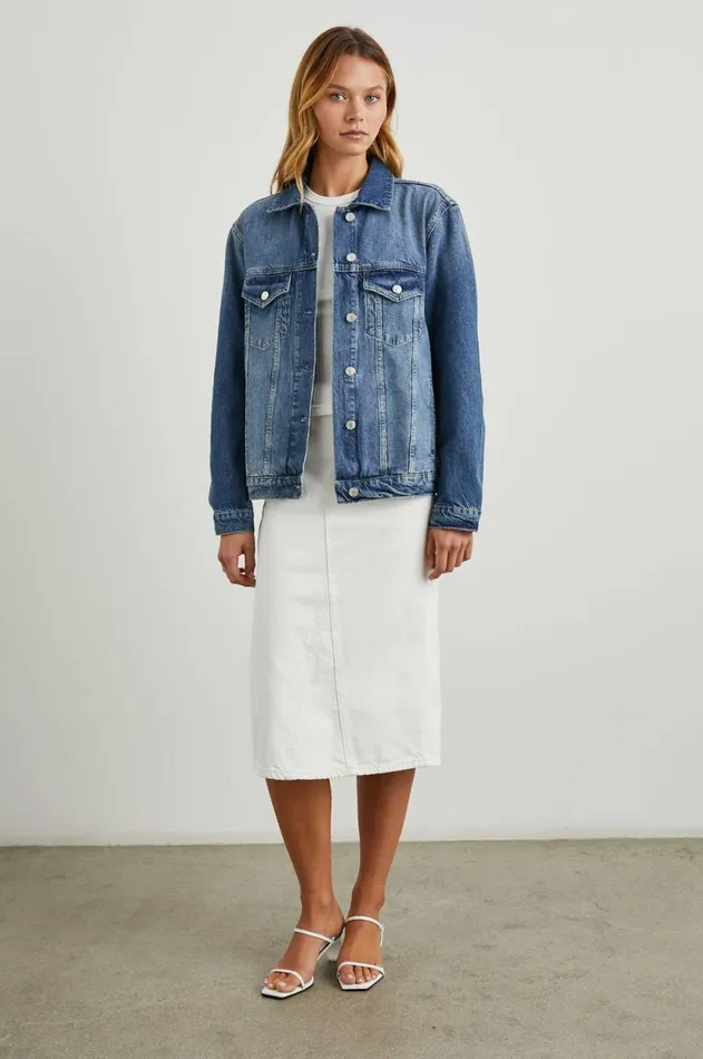 Denim Women Rails Grove Boyfriend Trucker Jacket Indigo Haze