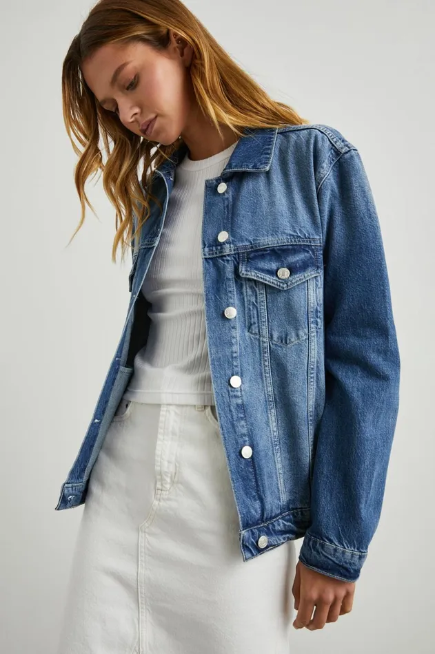 Denim Women Rails Grove Boyfriend Trucker Jacket Indigo Haze