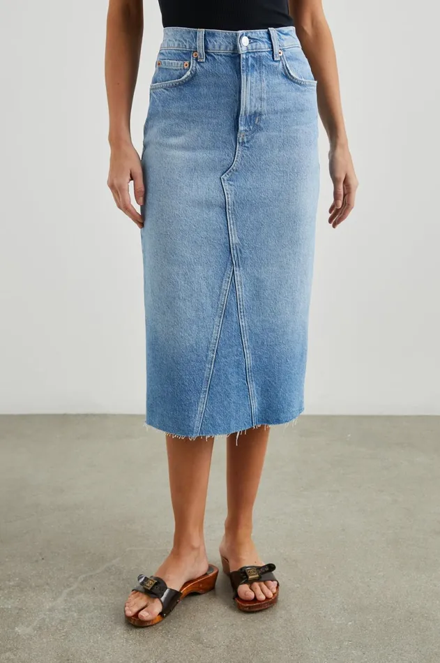 Denim Women Rails Highland Skirt Baja Blue Raw Hem