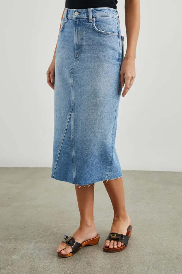 Denim Women Rails Highland Skirt Baja Blue Raw Hem