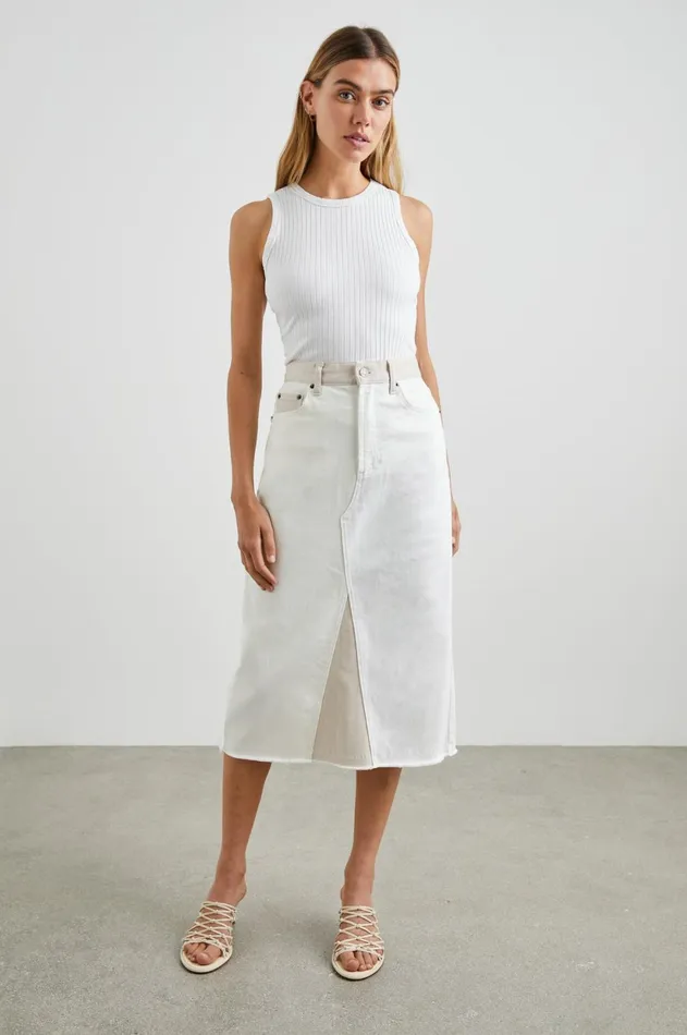 Denim Women Rails Highland Skirt Ecru Patchwork