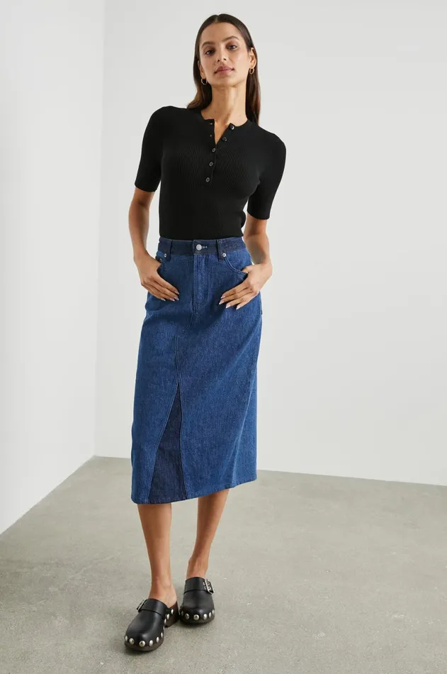 Denim Women Rails Highland Skirt Indigo Patchwork