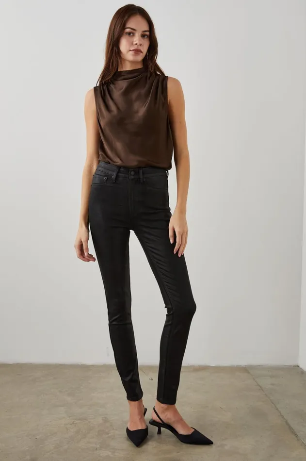 Denim Women Rails Larchmont Skinny Coated Noir