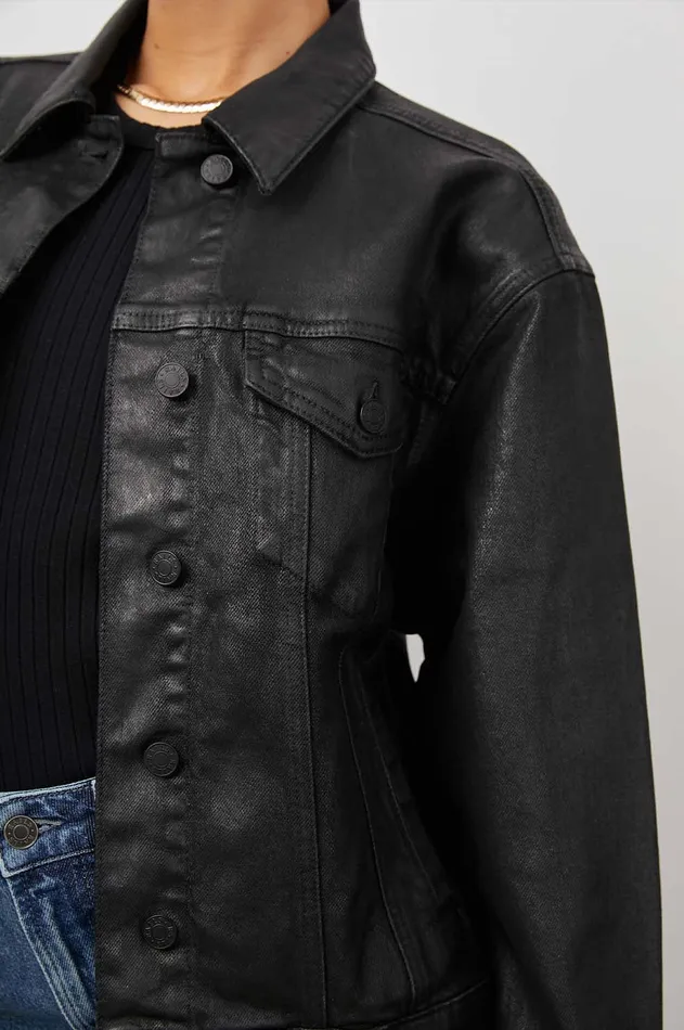 Denim Women Rails Mulholland Jacket Coated Noir