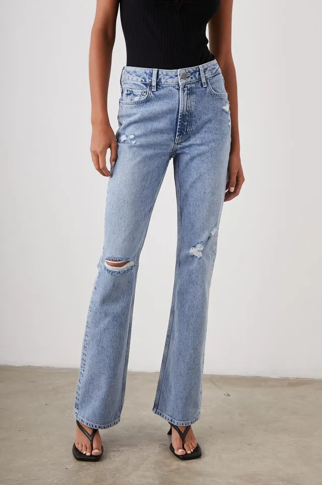 Denim Women Rails Sunset Slim Flare Bluebell Distress