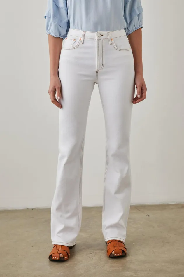 Denim Women Rails Sunset Slim Flare Salt White Contrast Stitch