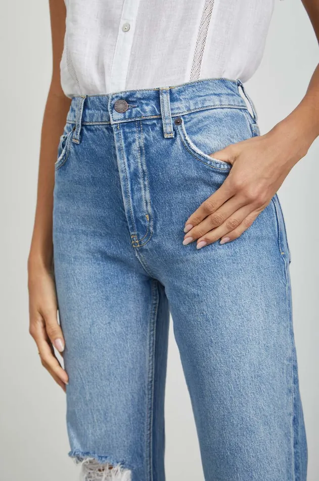 Denim Women Rails Topanga Straight Faded Blue Destroy