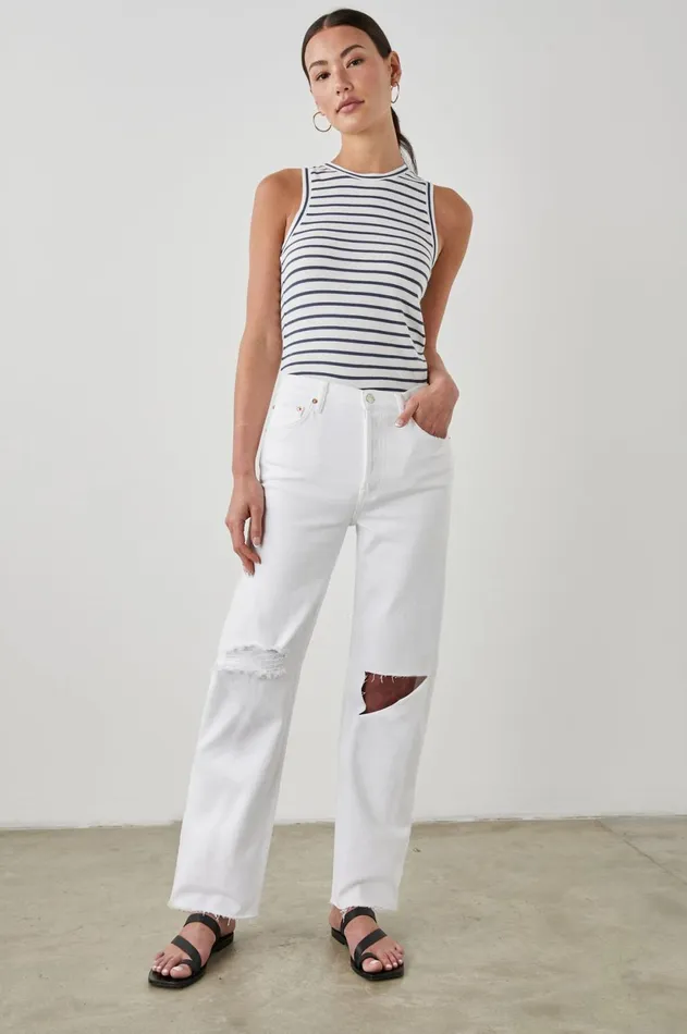 Denim Women Rails Topanga Straight Salt White Distress