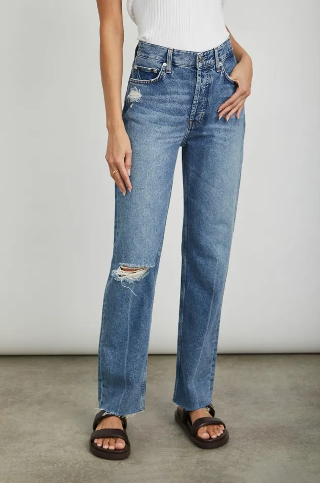 Denim Women Rails Topanga Straight Vintage Sapphire Distress