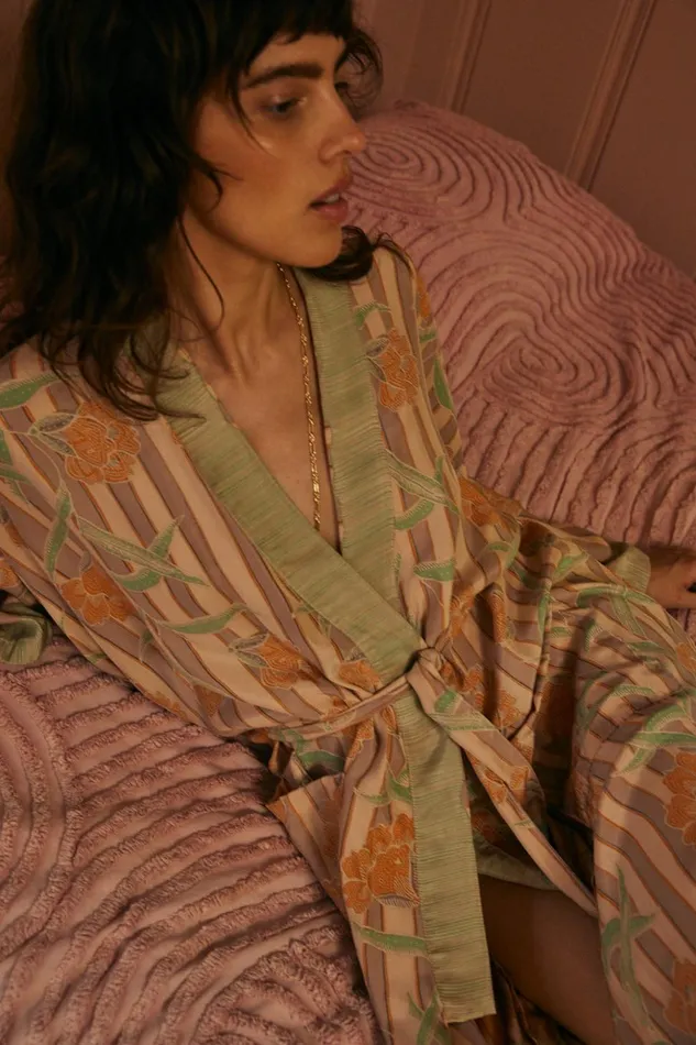 Diane Long Robe Chamomile Apricot Women Natalie Martin Coverups Diane Long Robe Chamomile Apricot Women Natalie Martin Coverups
