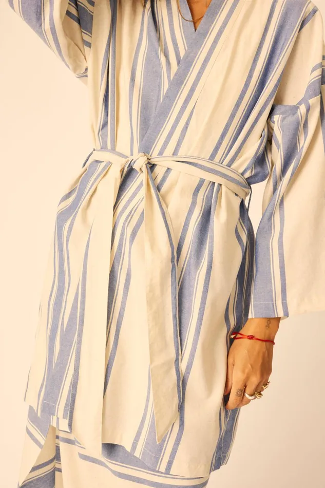 Diane Short Robe French Stripe Blue Women Natalie Martin Dresses