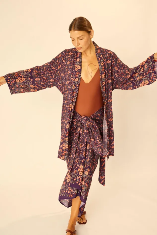 Diane Short Robe Petite Fleur Aubergine Women Natalie Martin Dresses