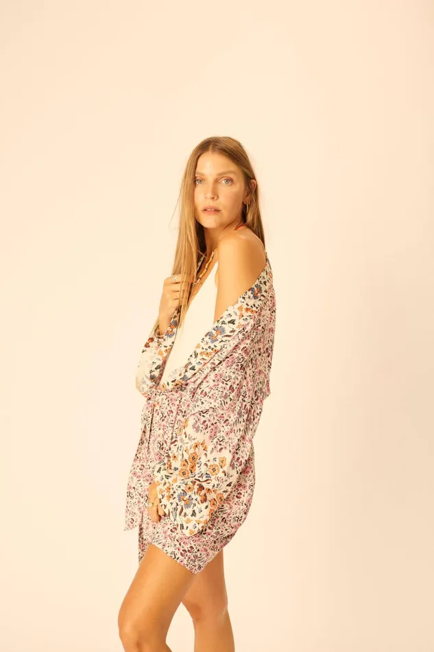 Diane Short Robe Petite Fleur Rose Women Natalie Martin Coverups