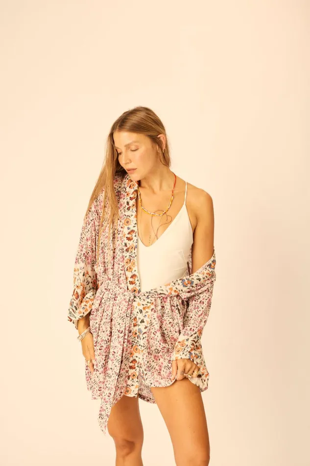 Diane Short Robe Petite Fleur Rose Women Natalie Martin Coverups