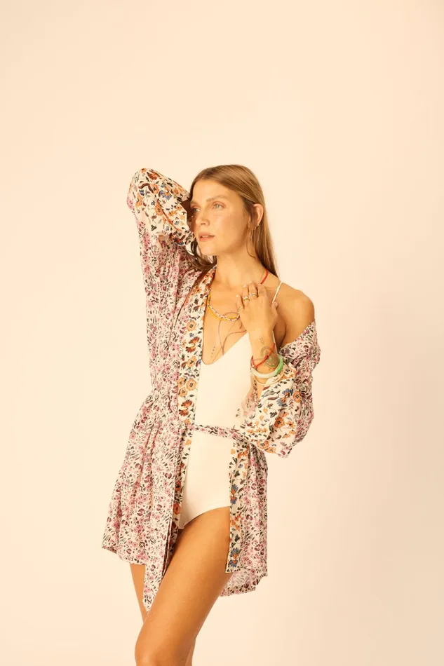 Diane Short Robe Petite Fleur Rose Women Natalie Martin Coverups