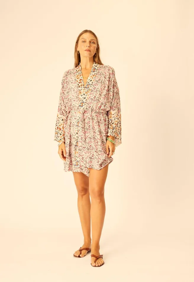 Diane Short Robe Petite Fleur Rose Women Natalie Martin Coverups