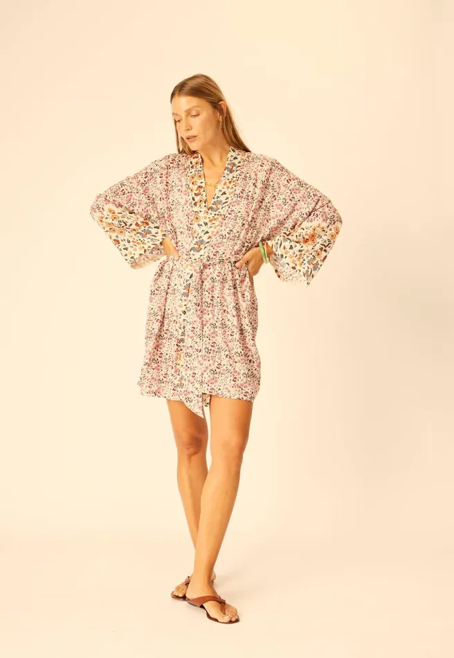 Diane Short Robe Petite Fleur Rose Women Natalie Martin Coverups