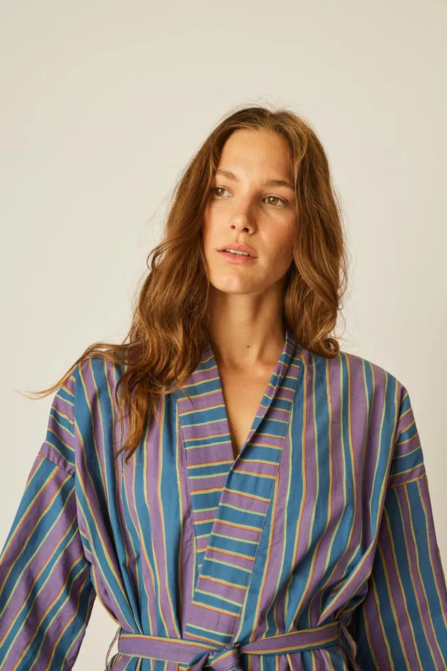 Diane Smoking Jacket Batik Stripe Lavender Women Natalie Martin Coverups Diane Smoking Jacket Batik Stripe Lavender Women Natalie Martin Coverups