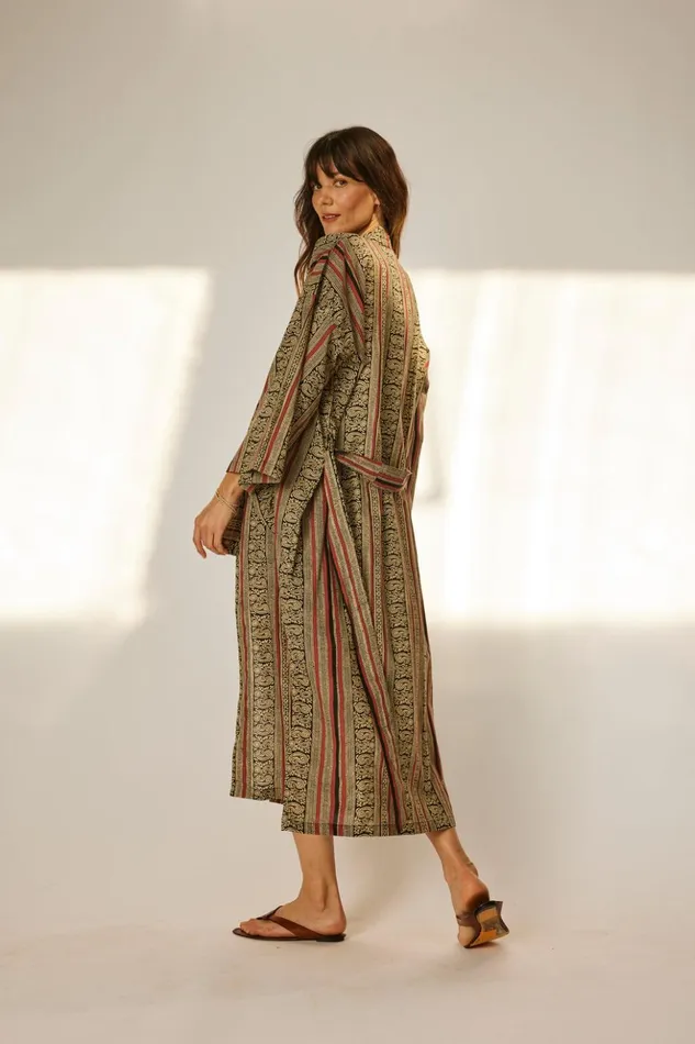 Diane Smoking Jacket Paisley Stripe Black Women Natalie Martin Coverups Diane Smoking Jacket Paisley Stripe Black Women Natalie Martin Coverups