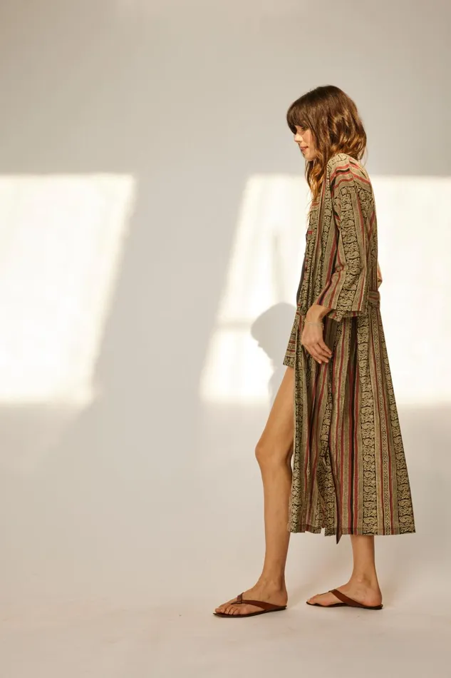 Diane Smoking Jacket Paisley Stripe Black Women Natalie Martin Coverups Diane Smoking Jacket Paisley Stripe Black Women Natalie Martin Coverups