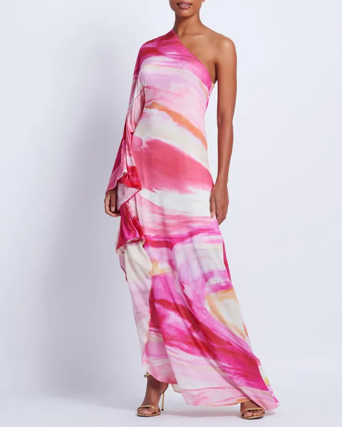 Dresses and Jumpsuits Women Patbo Aura Stretch One Shoulder Maxi Dress Pink Multi