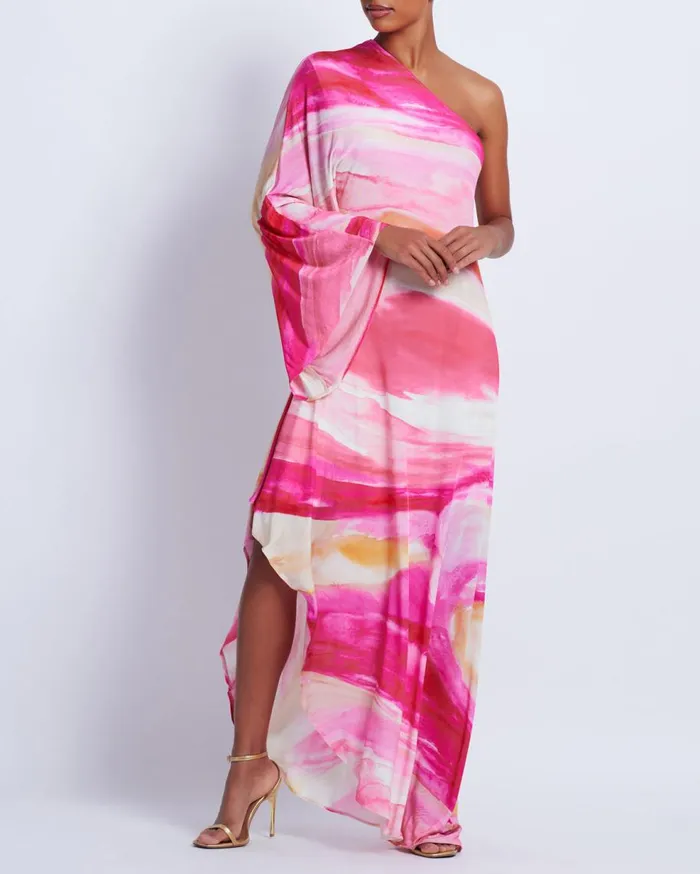 Dresses and Jumpsuits Women Patbo Aura Stretch One Shoulder Maxi Dress Pink Multi