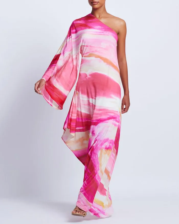 Dresses and Jumpsuits Women Patbo Aura Stretch One Shoulder Maxi Dress Pink Multi