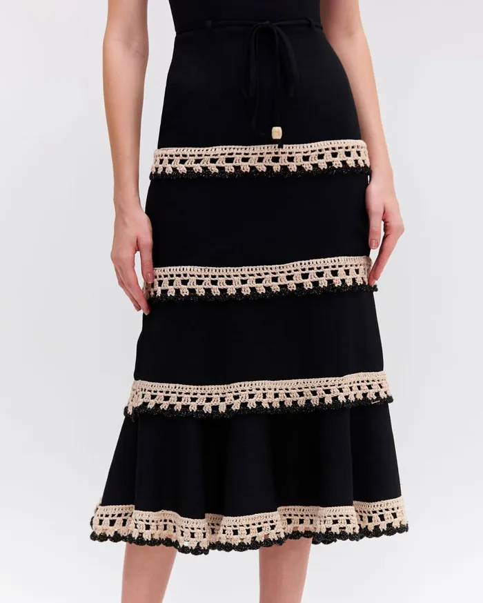 Dresses and Jumpsuits Women Patbo Crochet Trim Fitted Midi Dress Black