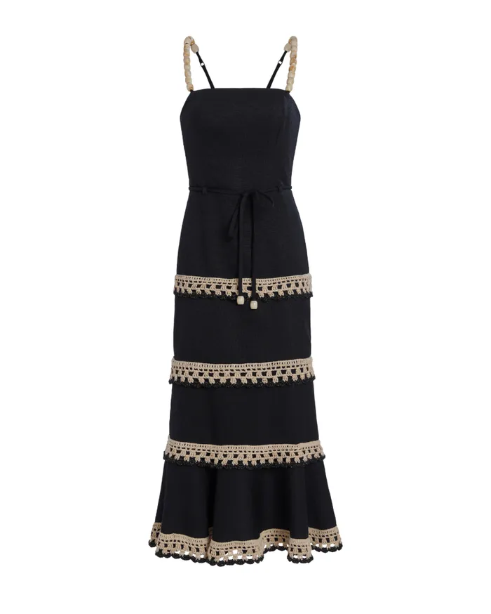 Dresses and Jumpsuits Women Patbo Crochet Trim Fitted Midi Dress Black