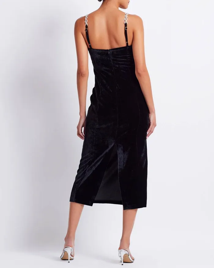Dresses and Jumpsuits Women Patbo Crystal Chain Velvet Midi Dress Black