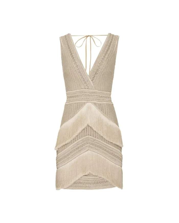 Dresses and Jumpsuits Women Patbo Deep VNeck Fringe Mini Dress Clay