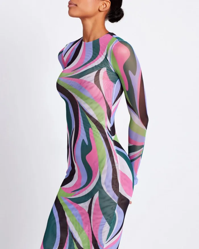 Dresses and Jumpsuits Women Patbo Delos Printed Tulle Maxi Dress Black Multi