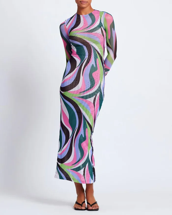 Dresses and Jumpsuits Women Patbo Delos Printed Tulle Maxi Dress Black Multi