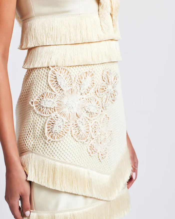 Dresses and Jumpsuits Women Patbo Embroidered Fringe Mini Dress Ivory