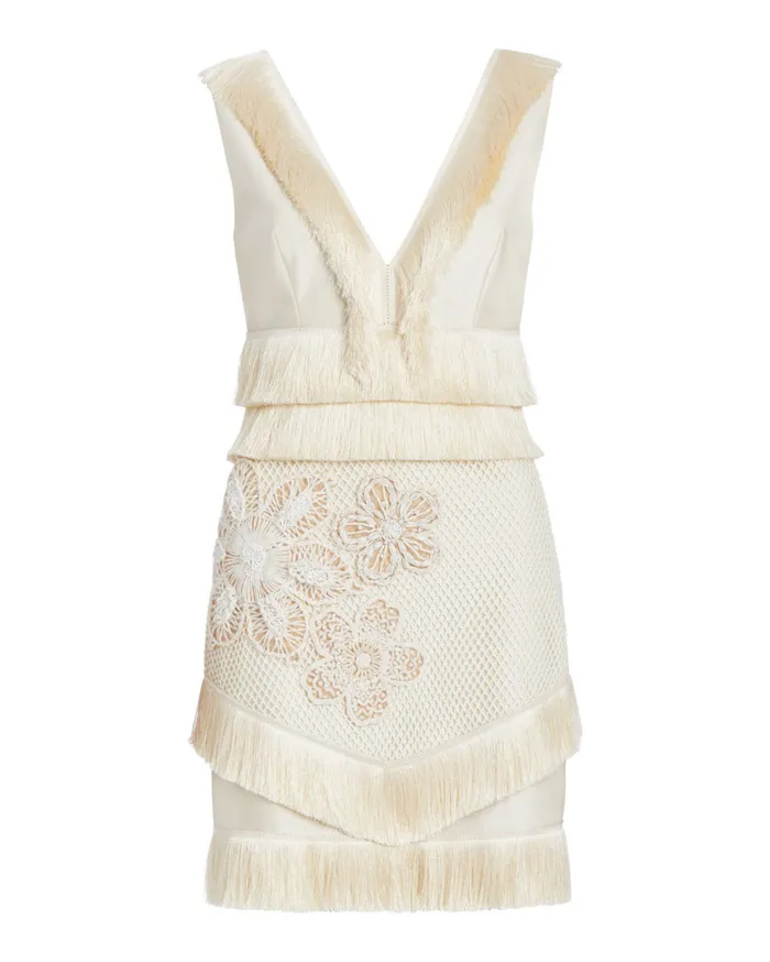 Dresses and Jumpsuits Women Patbo Embroidered Fringe Mini Dress Ivory