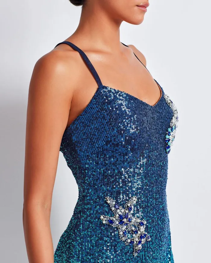 Dresses and Jumpsuits Women Patbo Embroidered Ombre Sequin Mini Dress High Tide