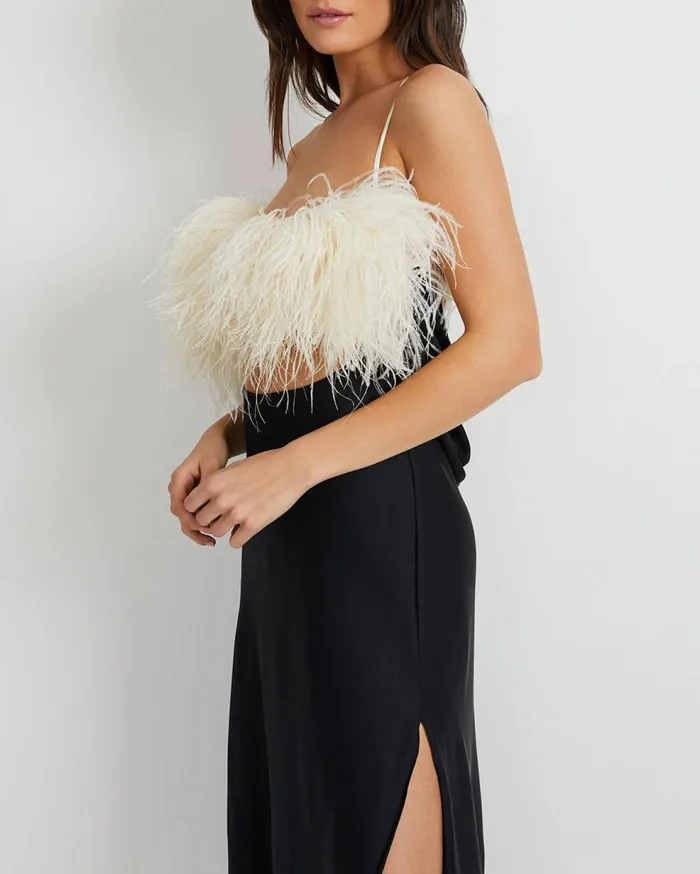Dresses and Jumpsuits Women Patbo Feather Trim Maxi Slip Dress Black