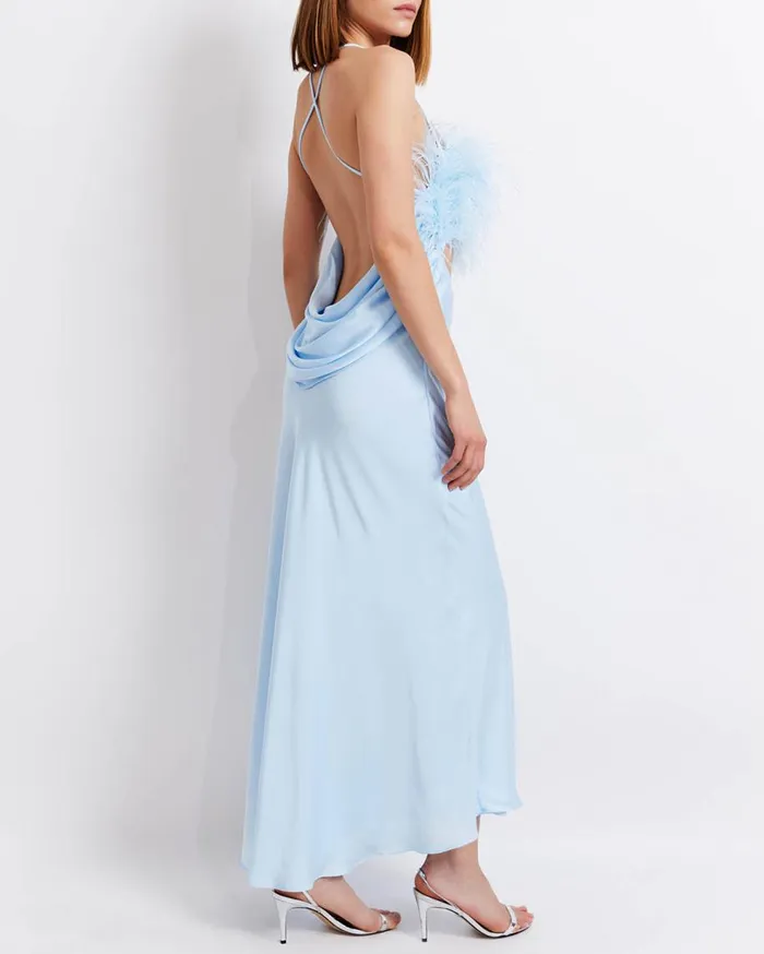 Dresses and Jumpsuits Women Patbo Feather Trim Maxi Slip Dress Powder Blue