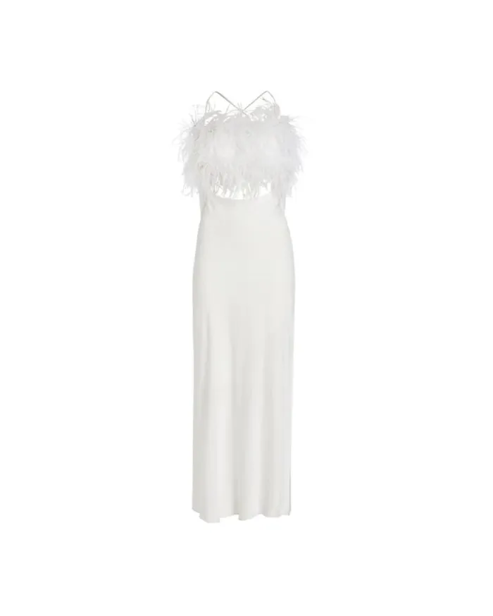 Dresses and Jumpsuits Women Patbo Feather Trim Maxi Slip Dress White