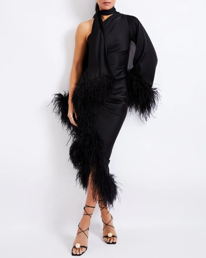 Dresses and Jumpsuits Women Patbo Feather Trim Oscar Dress Black