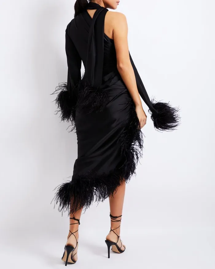 Dresses and Jumpsuits Women Patbo Feather Trim Oscar Dress Black