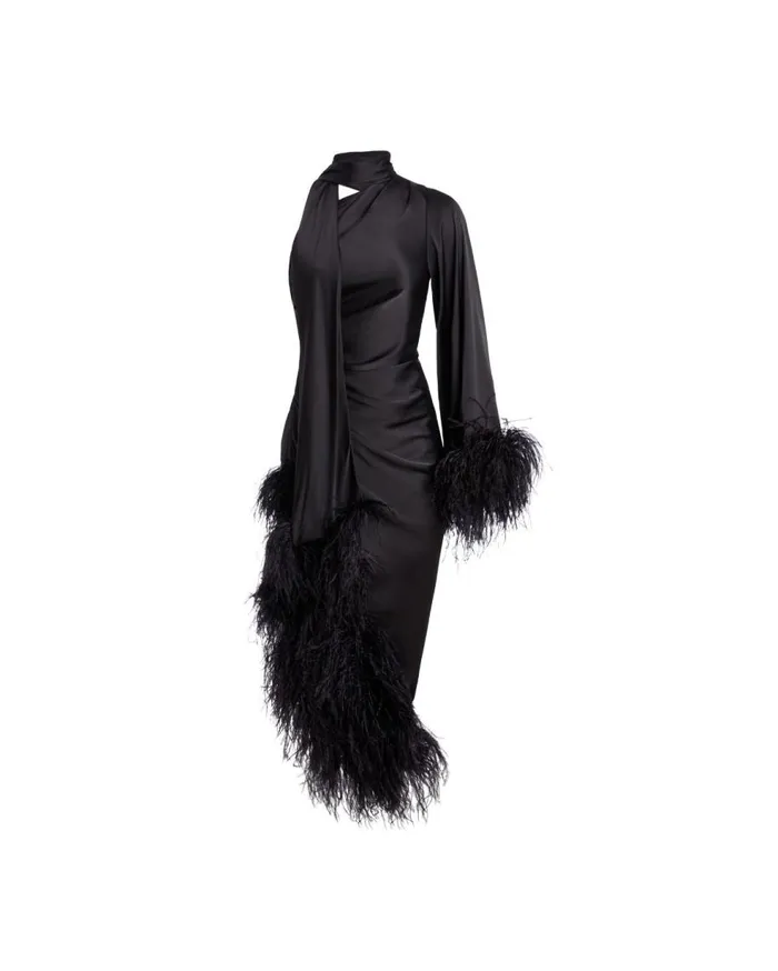 Dresses and Jumpsuits Women Patbo Feather Trim Oscar Dress Black