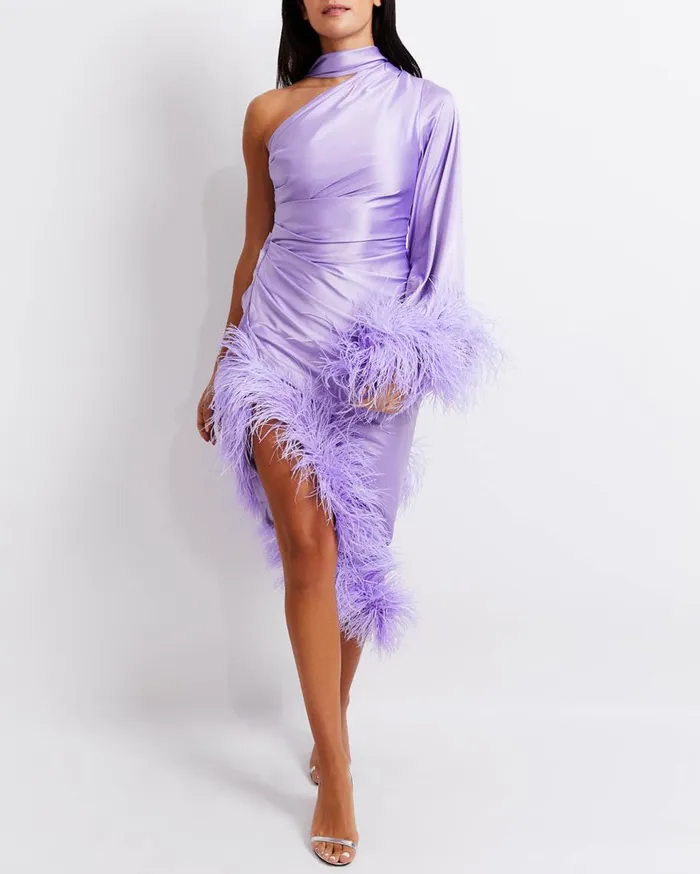 Dresses and Jumpsuits Women Patbo Feather Trim Oscar Dress Lavender
