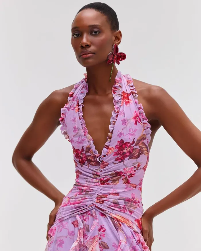 Dresses and Jumpsuits Women Patbo Floral Haze Stretch Tulle Maxi Dress Violet