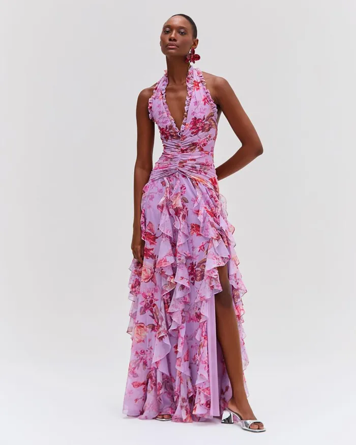 Dresses and Jumpsuits Women Patbo Floral Haze Stretch Tulle Maxi Dress Violet