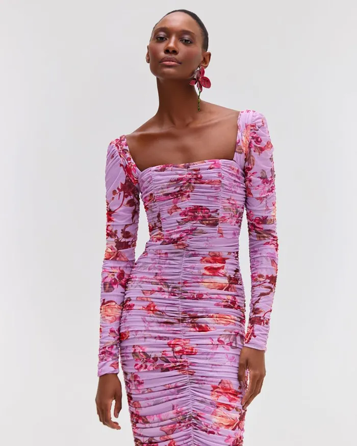 Dresses and Jumpsuits Women Patbo Floral Haze Stretch Tulle Midi Dress Violet